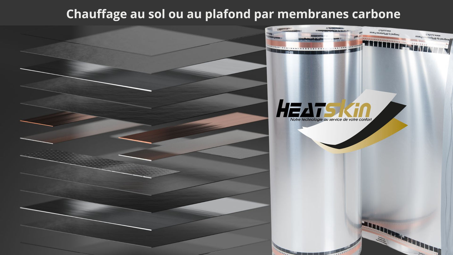 Membrane carbone 50cm de large et 130W/m2 installation au sol sous revêtements flottants. (Copie) (Copie) (Copie)