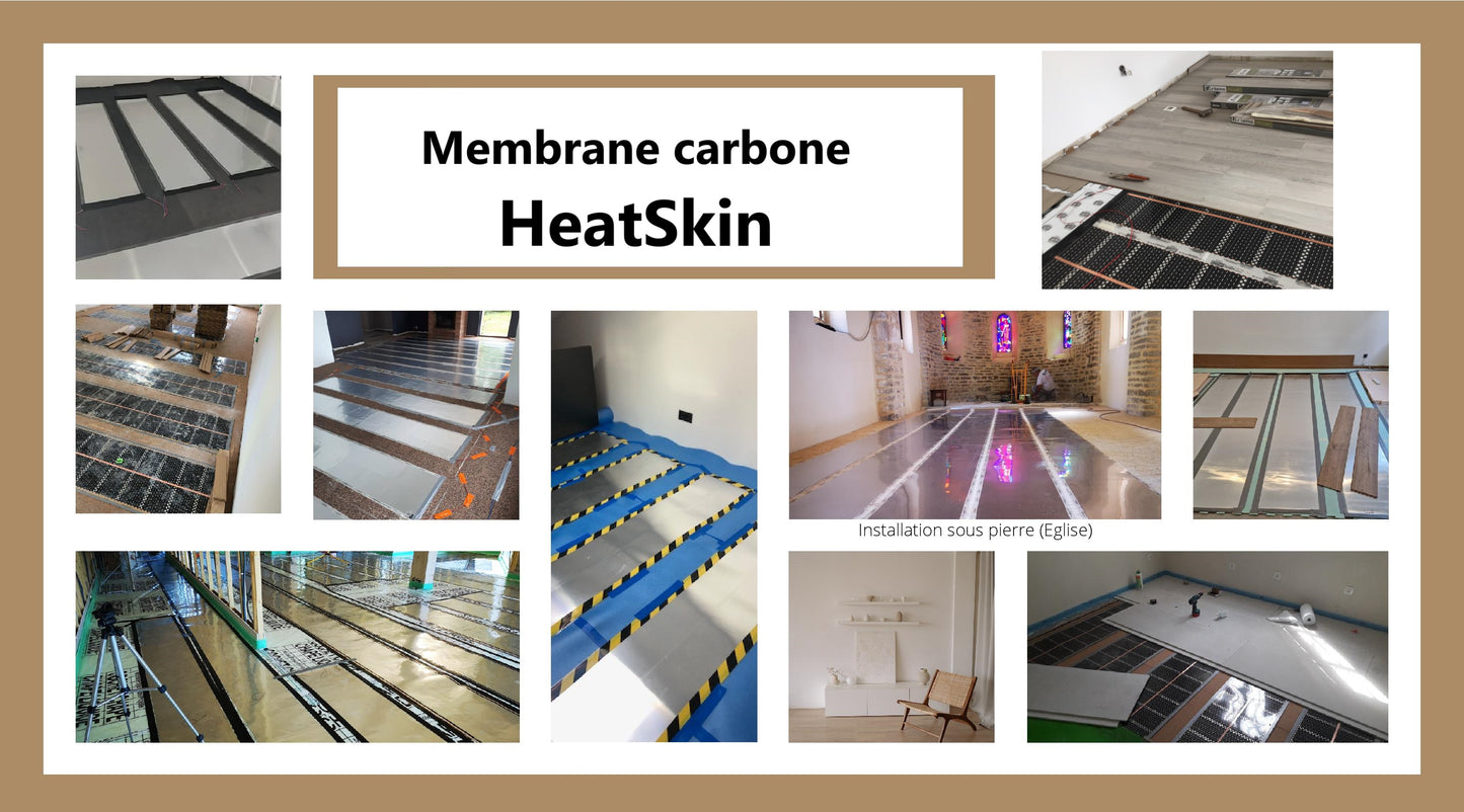 Membrane carbone 50cm de large et 130W/m2 installation au sol sous revêtements flottants. (Copie) (Copie) (Copie)